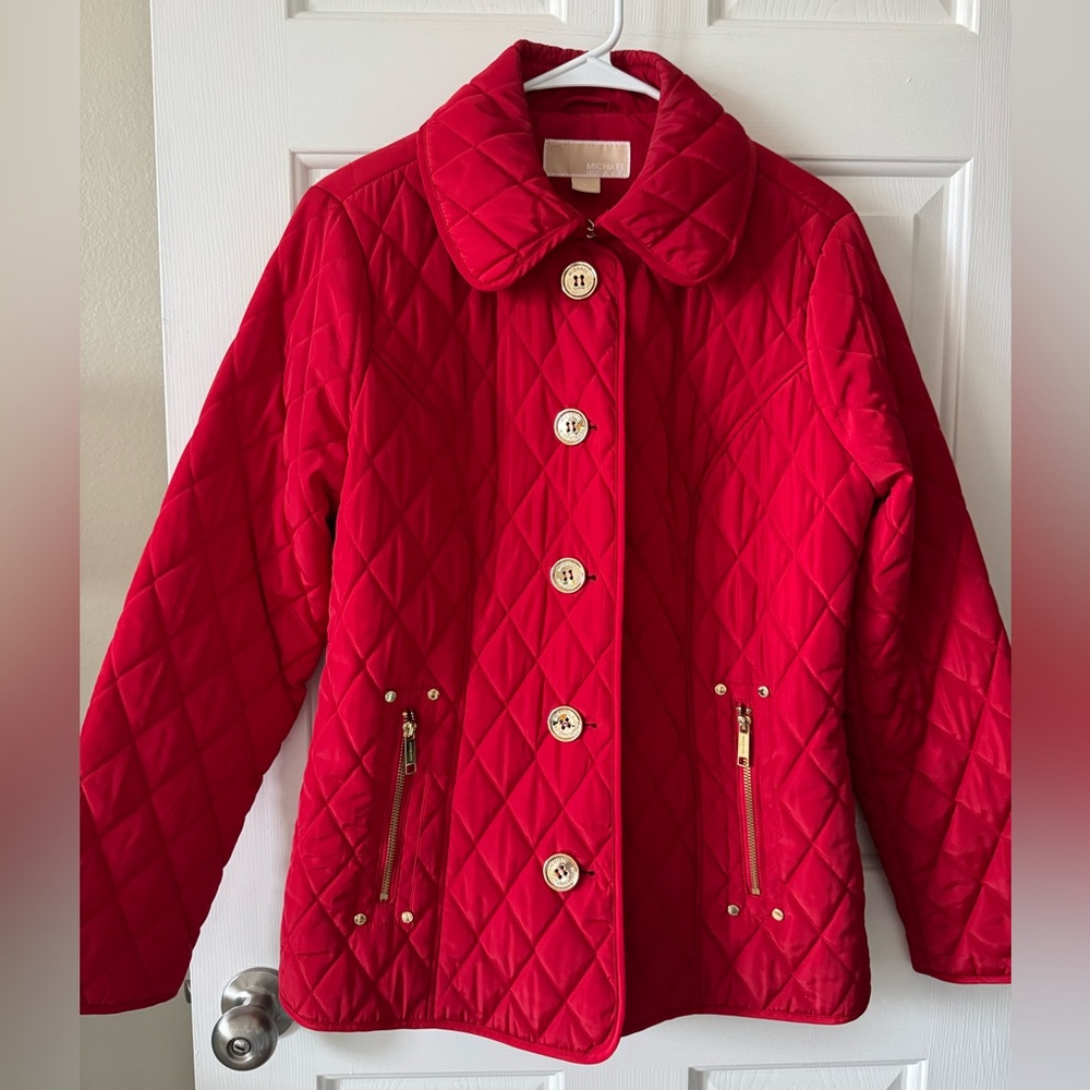Michael Kors Red Quilted Jacket Medium - Picture 6 of 10